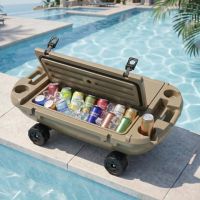 Glacière roulante 40QT avec roulettes pour camping, plage et bateau