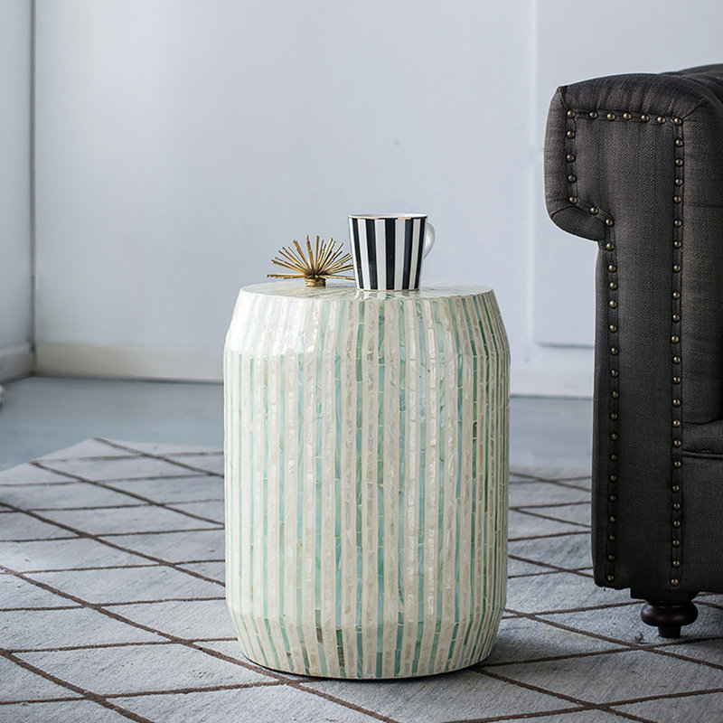 14x14x18" Accent Stool with Striped Pattern