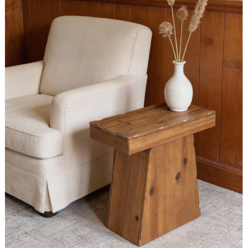 Solid Wood Pedestal End Table, Single