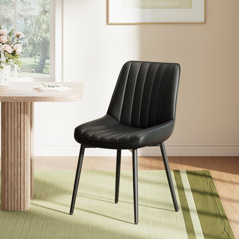 Chaise rembourrée moderne avec dossier capitonné et pieds en métal pour la salle à manger de cuisine, Noir