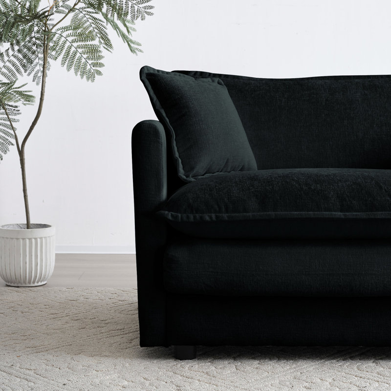 Upholstered Living - 2 canapé modulaire en chenille noir et fonctionnel moderne pour un soutien élégant