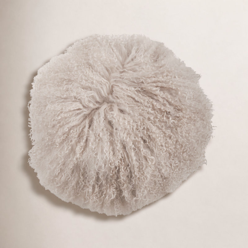 Mongolian Lamb Pillows Throw Pillow, Fog, 13"H x 13"W