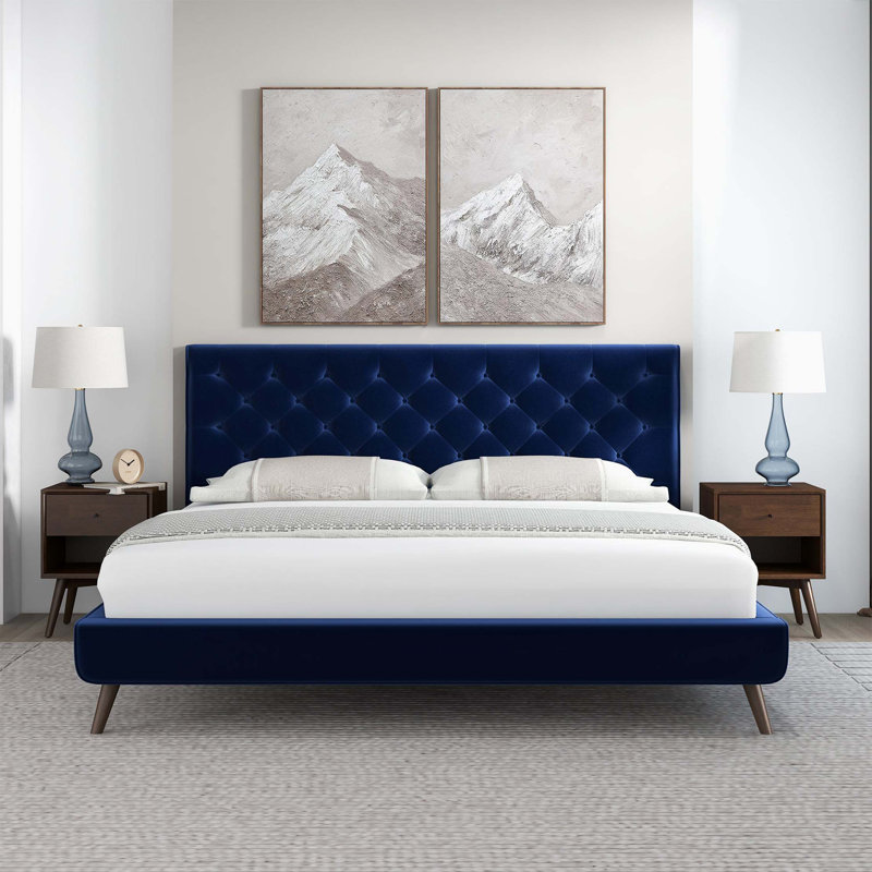 Lit plateforme en velours Dillon