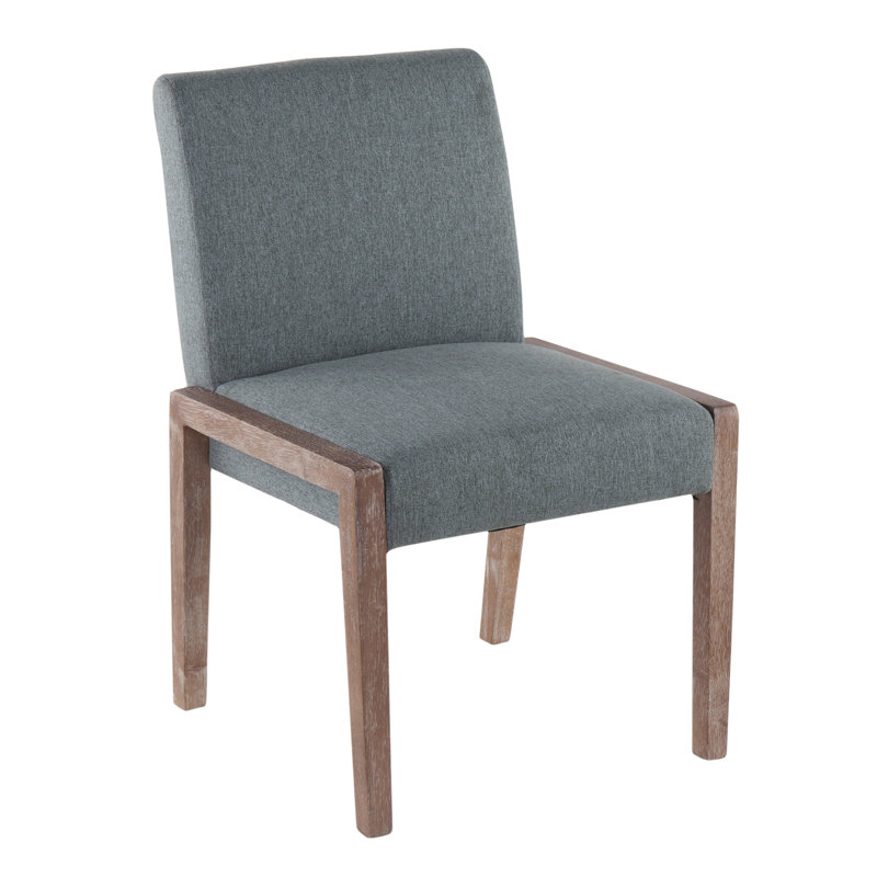 Chaise contemporaine Carmen en bois délavé blanc et tissu bleu sarcelle par - ensemble de 2