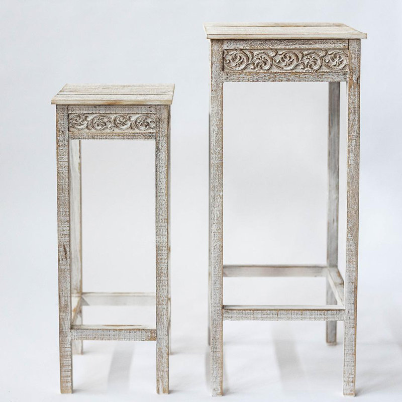Ensemble de 2 petites et grandes plantes blanches à motif floral