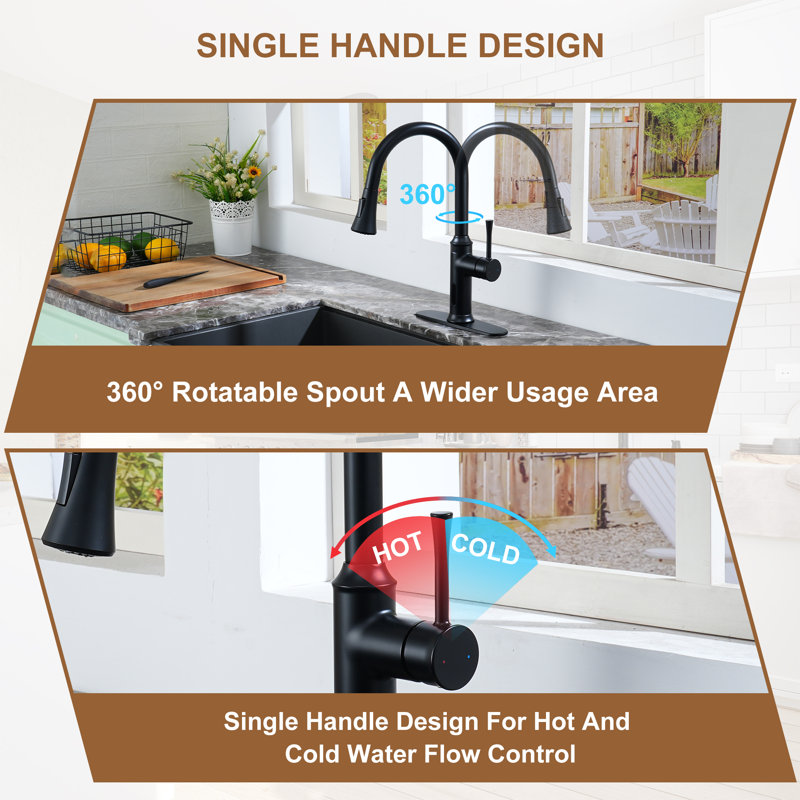 Matte Black Stainless Steel Touchless Pull-Down Sprayer Kitchen Faucet