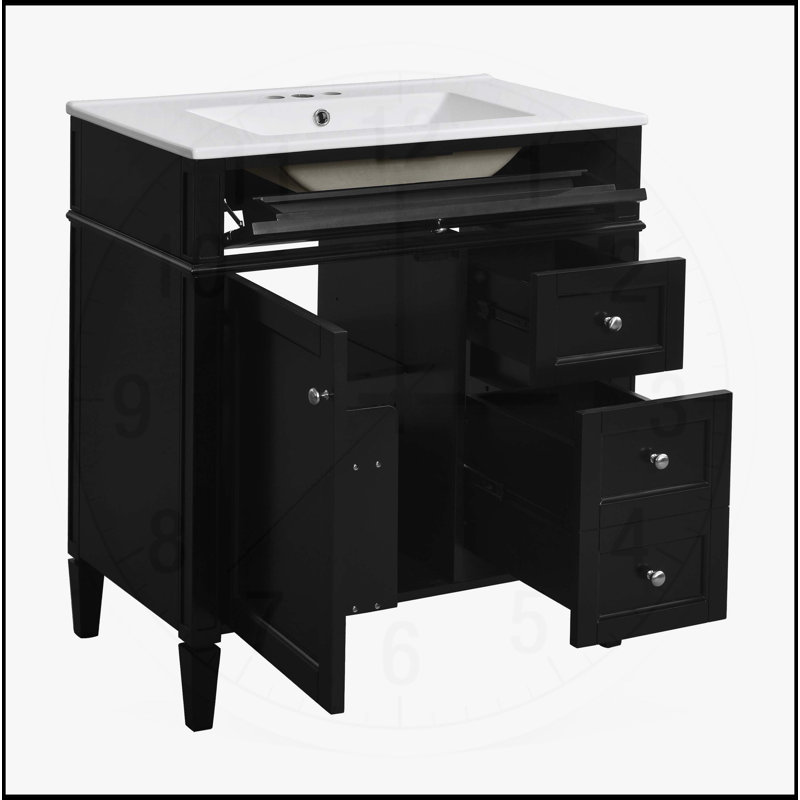 Meuble-lavabo de 30 po avec lavabo supérieur, Noir