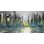 Abstract blue skyline - 24"x48" Framed canvas
