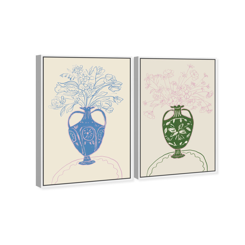 Flower Sutdio Set Set by Oliver Gal, 46" H x 31" W, White Floater Frame