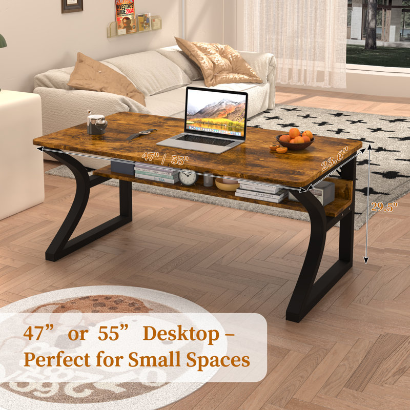 Bureau d'ordinateur et bureau à domicile Antawan, H 29,5 po x L 47,2 po x l 23,6 po, Dark Walnut