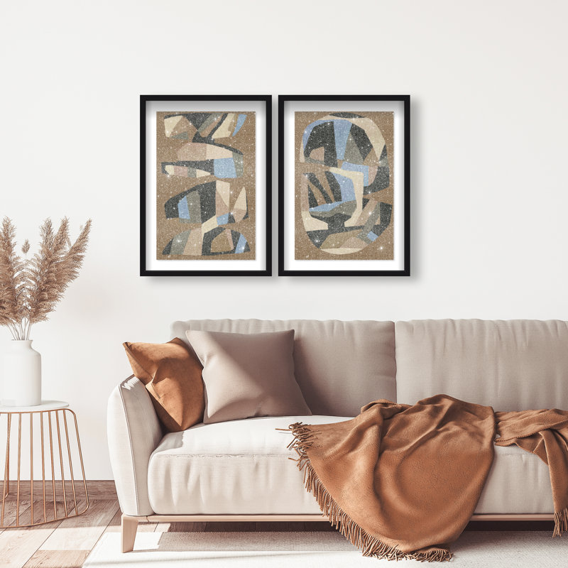 Artisan Potery Set Shadowbox Abstract Print by Oliver Gal, Black Frame, 10 x 15, 21.5"H x 31.5"W, Black Shadowbox