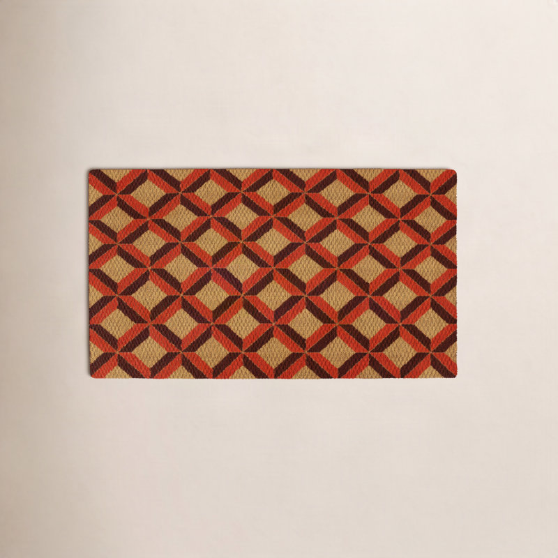 Neighburly Non-Slip Geometric Outdoor Doormat, Orange