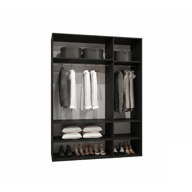 Manufactured Wood Wardrobe, black matt + handles: cashmere