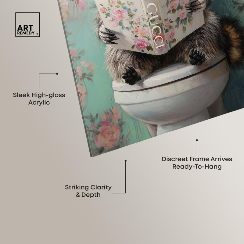 Art floral pour salle de bain Petite Floral Raccoon Glam, H 54 po x l 36 po