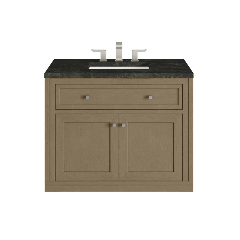 Chicago 36' W Single Vanity, Walnut Whisper, Phantome Eclos, 8" Widespread