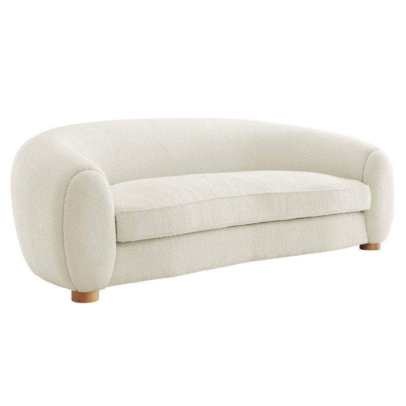 Modway Abundant Boucle Upholstered Fabric Sofa, Ivory Velvet