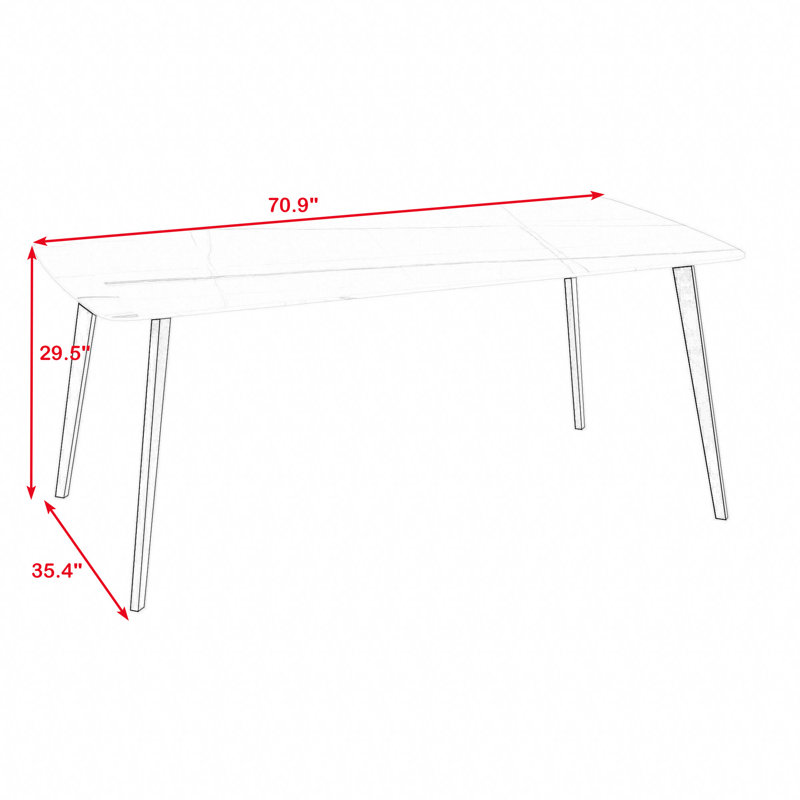 Tranesha Porcelain Dining Table, Ceramic Table for Dining Room, 35" W x 71" L