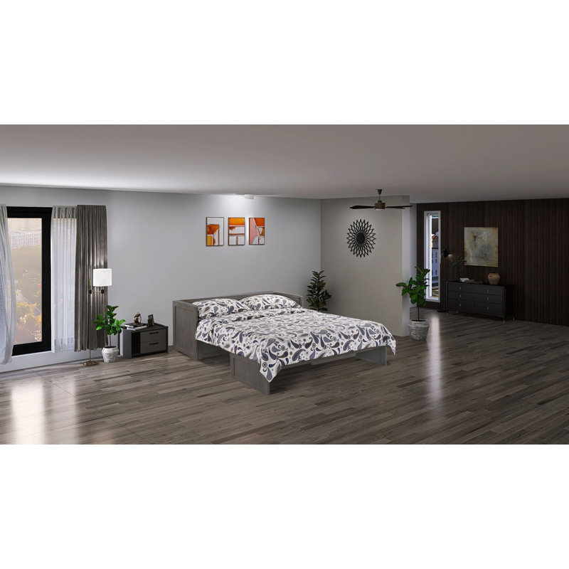Grand lit escamotable avec matelas et prises de courant Towe, gris