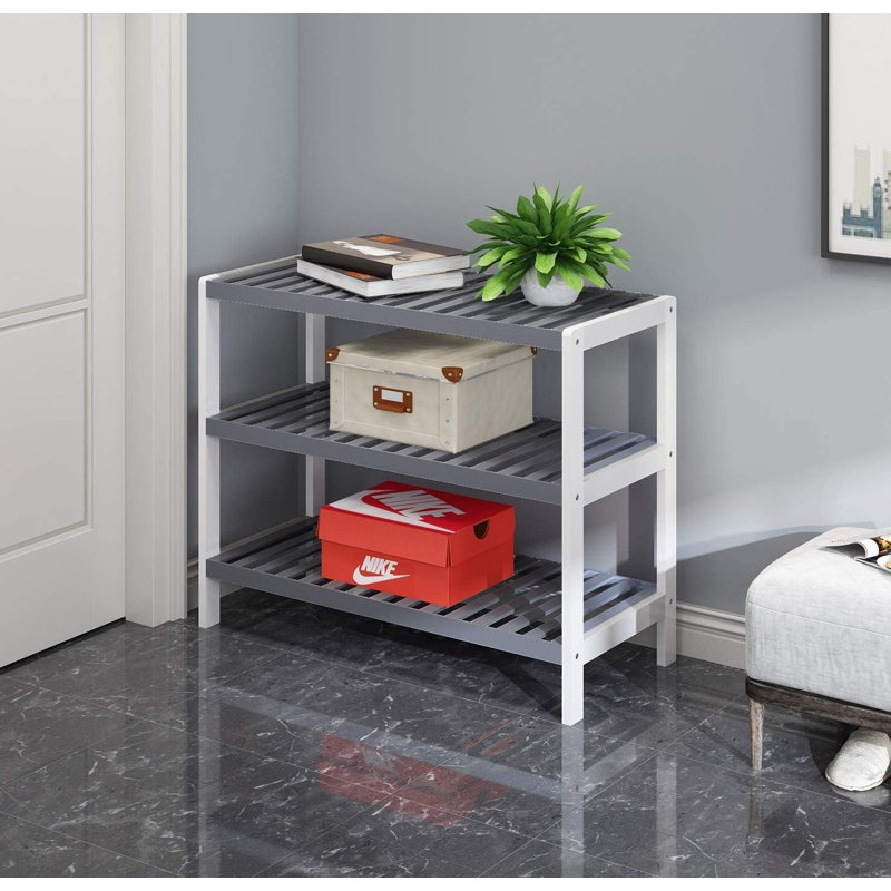 9 Pair Shoe Rack, Grey/White