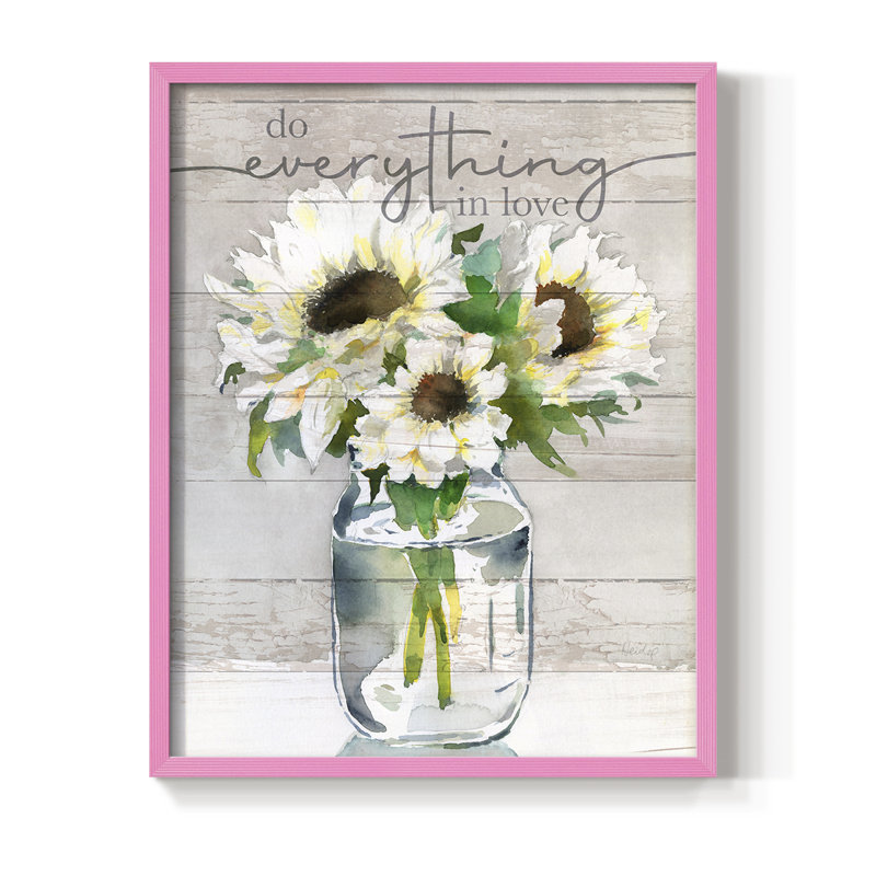 Do Everything In Love Framed Print - Solid Wood, 15" H x 12" W, Pink