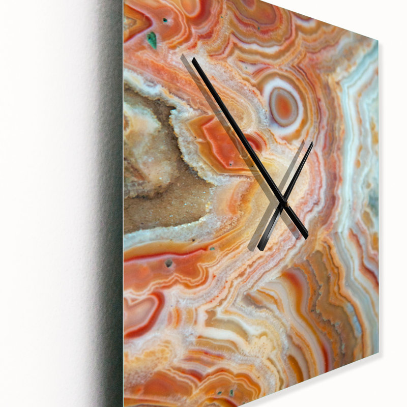 Strips and Ovals on Agate - Horloge murale moderne, Petit, Carrée