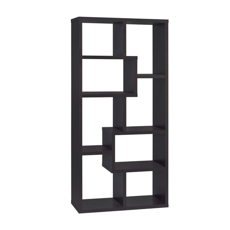 Bibliothèque à 10 tablettes avec finition cappuccino, (10 tablettes) H 70,75 po x l 35 po x P 11,75 po, Cappuccino