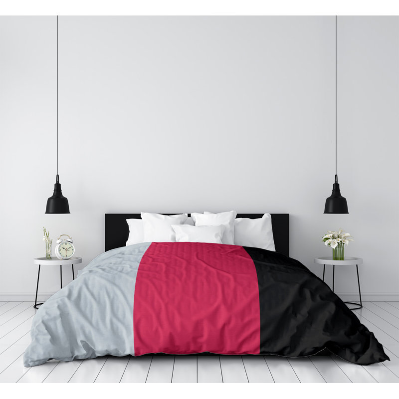 Housse de couette réversible basket Houston, Microfibre, Housse de couette simple TG, Rouge / blanc / argent