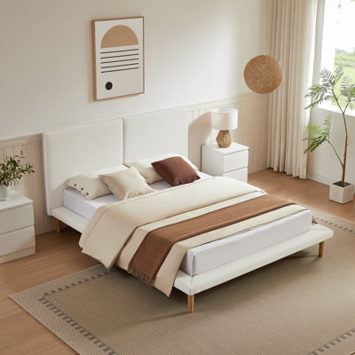 Willma Upholstered Scalloped Low Profile Platform Bed with Wider Headboard by Mercer41