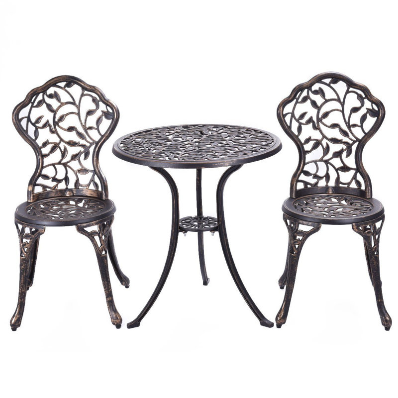  Riemer Round 2 - Person 24" Long Aluminum Bistro Set, Bronze