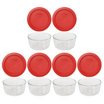 LocknLock Set of (4) 2.5-Cup Glass Bowls ,Red