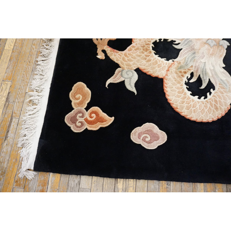 Vintage Benevolent 5 Claw Dragon Design Chinese Deco Rug