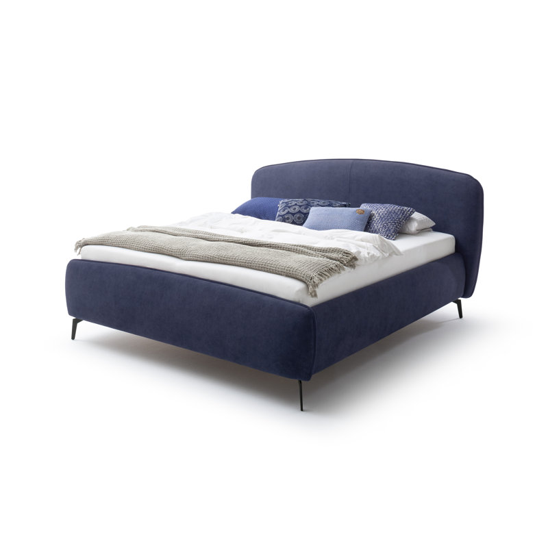 Asharia Upholstered Bed, 160 x 200cm, Dark blue