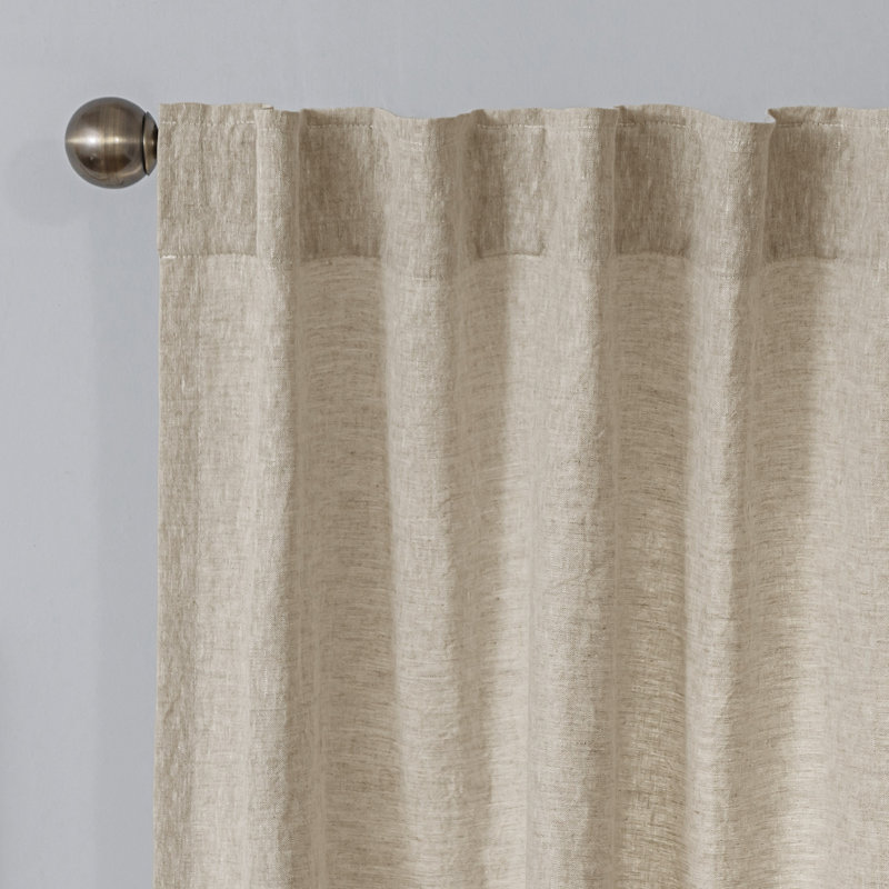 Rideau simple 100% lin filtrant la lumière, Beige, L 50 po x L 96 po