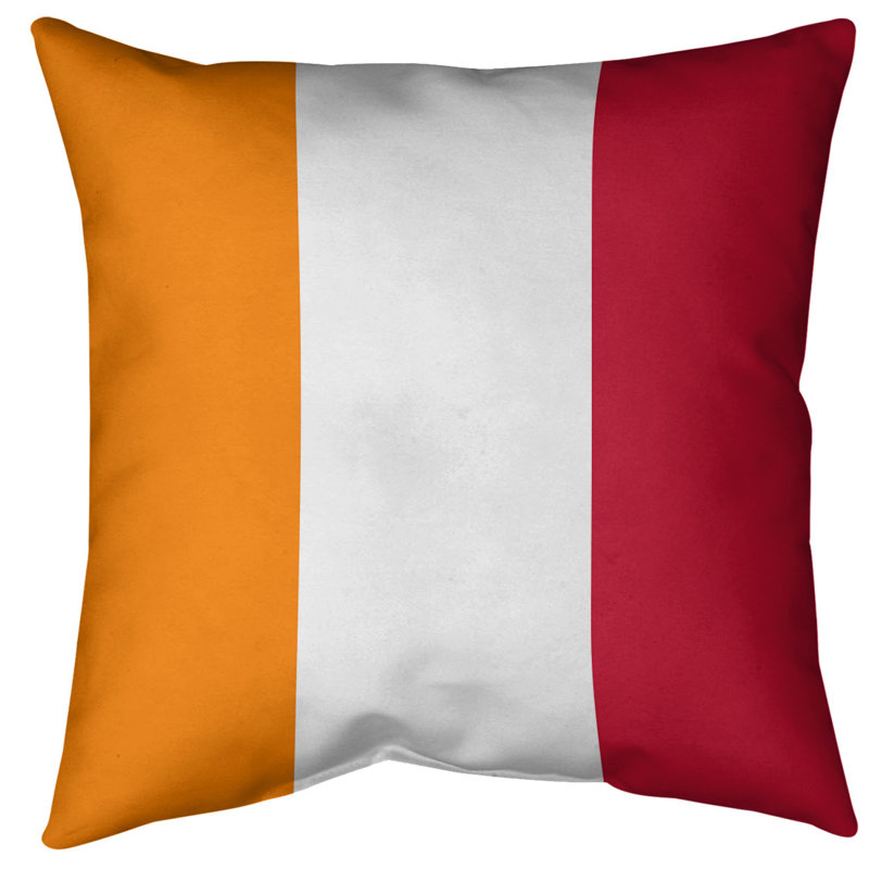 Coussin décoratif d'intérieur/d'extérieur, 16 po x 1 po, Orange / blanc / rouge
