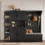 Armoire de vestibule multifonctionnelle gauche-droite avec rangement et 4 crochets - Rangement en forme de L pour le salon, la cuisine, noir-1745733982