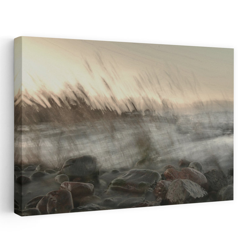 Rocher, sérénité abstraite, art mural côtier tranquille, H 16 po x l 24 po