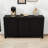 Rustic Farmhouse Sideboard Buffet Cabinet with Sliding Barn Doors, 4 Drawers and Built-In Power Outlet-1950151762