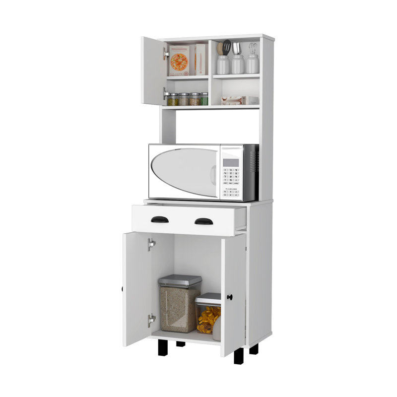 Garde-manger blanc avec tiroir et 5 tablettes pour une utilisation efficace