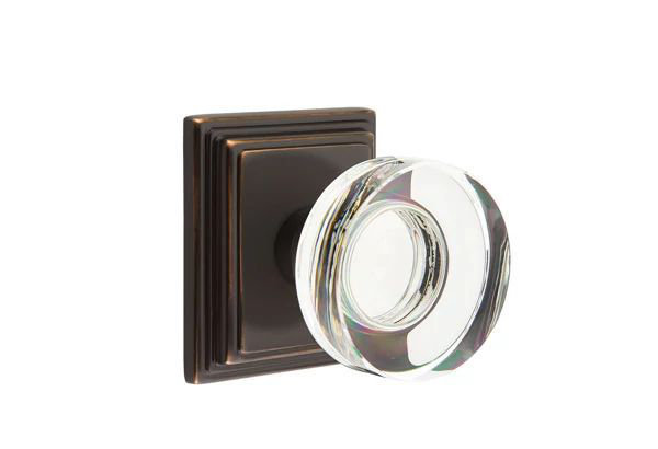 Ensemble de mortaise intérieure Emtek Passage avec rosette Wilshire et poignée moderne en verre à disque (LH)