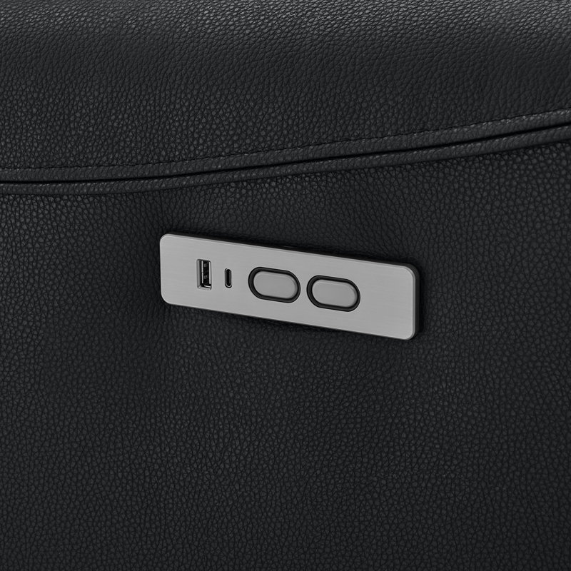 Fauteuil inclinable électrique pivotant en cuir Mikkel, Similicuir noir