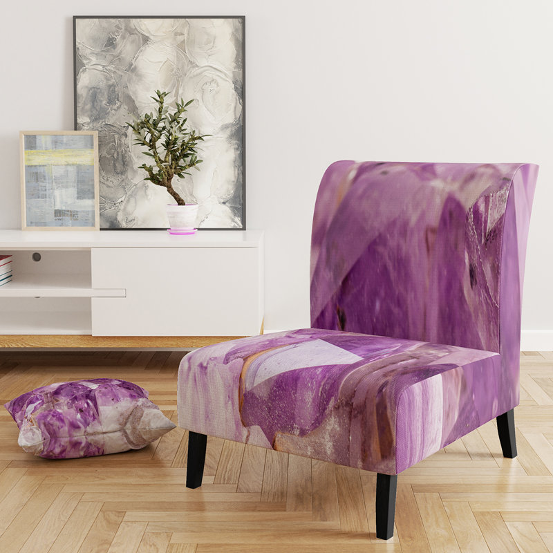 Fauteuil de chambre capitonné mauve Mid-Century mauve Amethyst