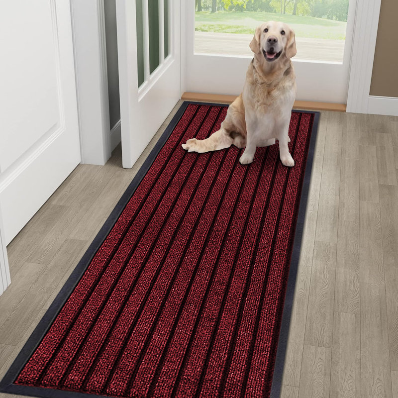 Kohner Non-Slip Indoor/Outdoor Hallway Kitchen Bedroom Rubber Door Mat, Rectangle 80 x 300 cm, Burgundy