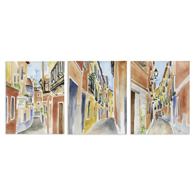 Ensemble historique d'art mural sur toile "Constructions de la ville historique de Madrid", design par June Erica Vess