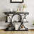 3-Tier Industrial Entryway Table with Oval-Shaped Metal Frame & Adjustable Feet, 39" Sofa Console Table-109239912