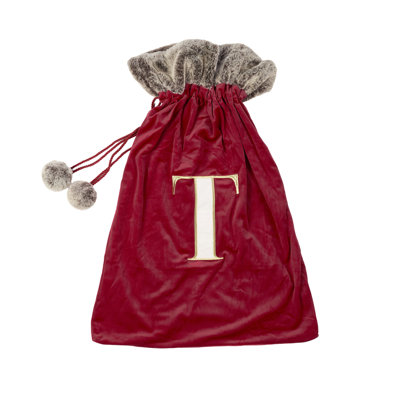 Luxuriöser Weihnachtssack mit monogrammiertem Buchstaben T