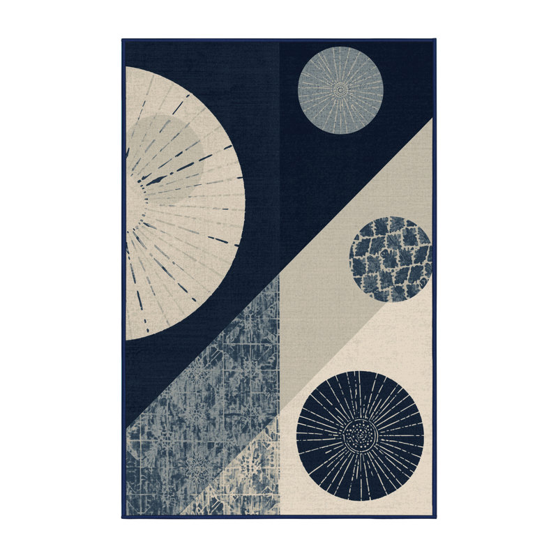 Tapis moelleux moelleux à imprimé bloc Elbridge, 4 x 6