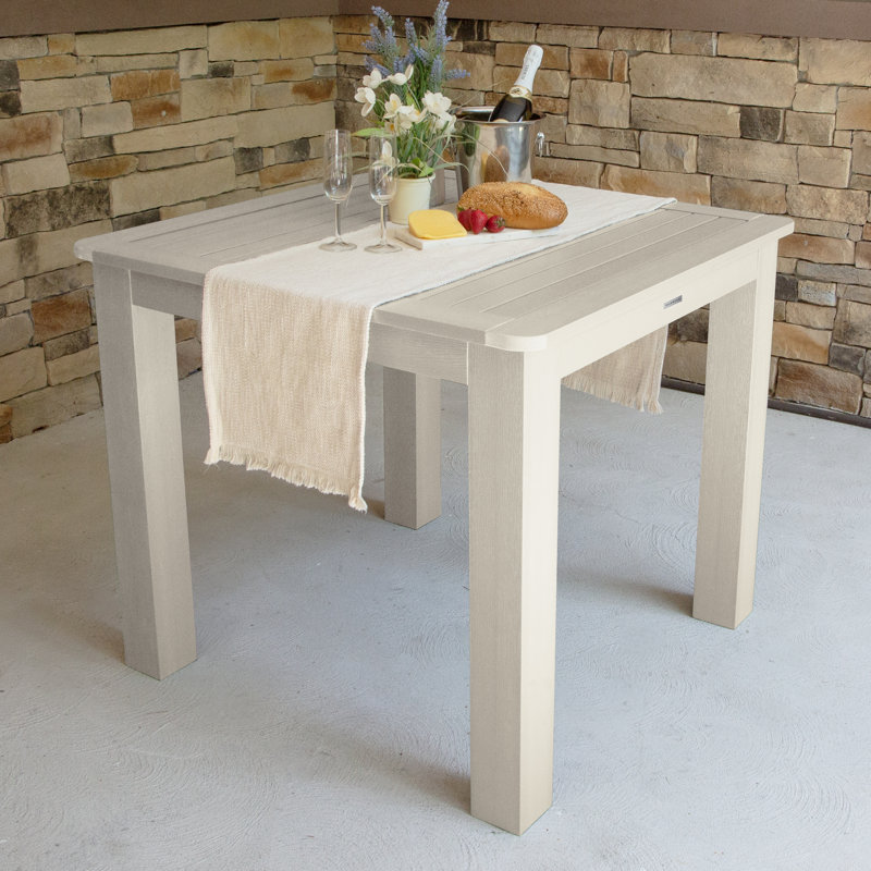 Ensemble repas extérieur carré à hauteur de comptoir 42 personnes 4 personnes Arbnora, 42 x 42 x 36, Blanc délavé