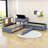 Lampart Twin Size L-Shaped Upholstered Platform Bed with Trundle and Two Drawers