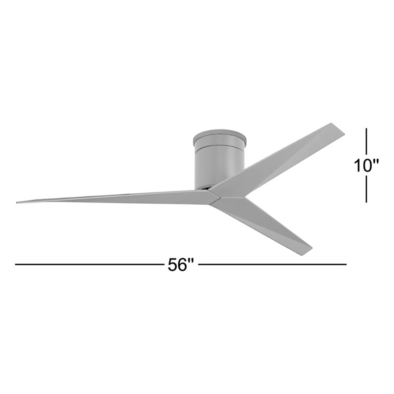 Ventilateur de plafond 3 pales 56 "avec télécommande, Nickel brossé, Nickel brossé