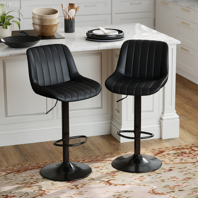 Tabouret de bar pivotant à hauteur réglable Moniq, 2, Noir